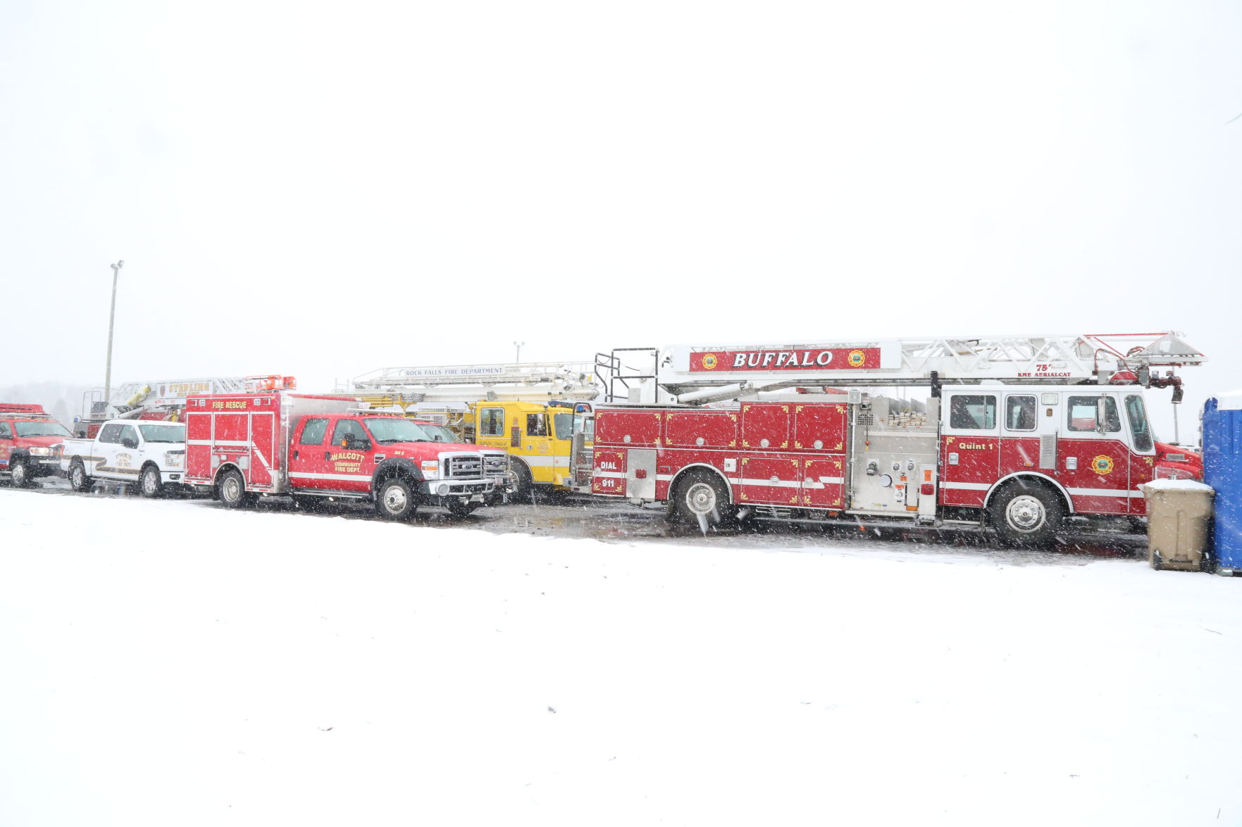 Fire trucks in stagin